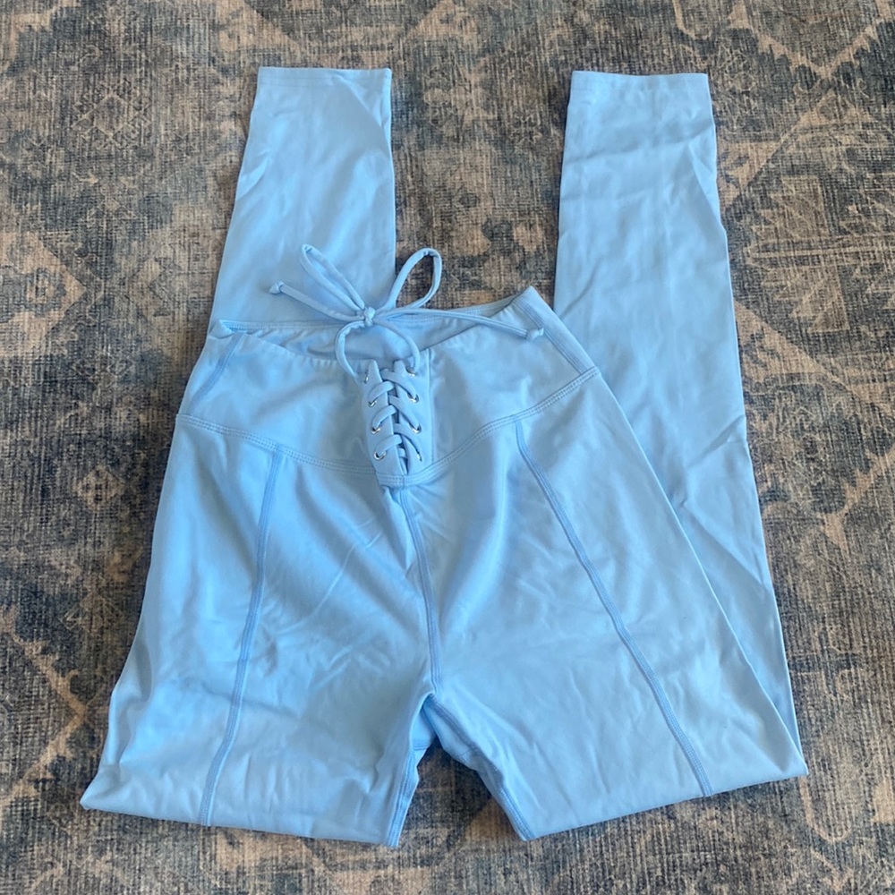 LA Hearts Light Blue Lace-Up Leggings XS